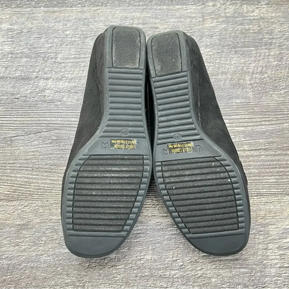 Unisa black tasseled loafer leather wedged casual shoes size 6 B127